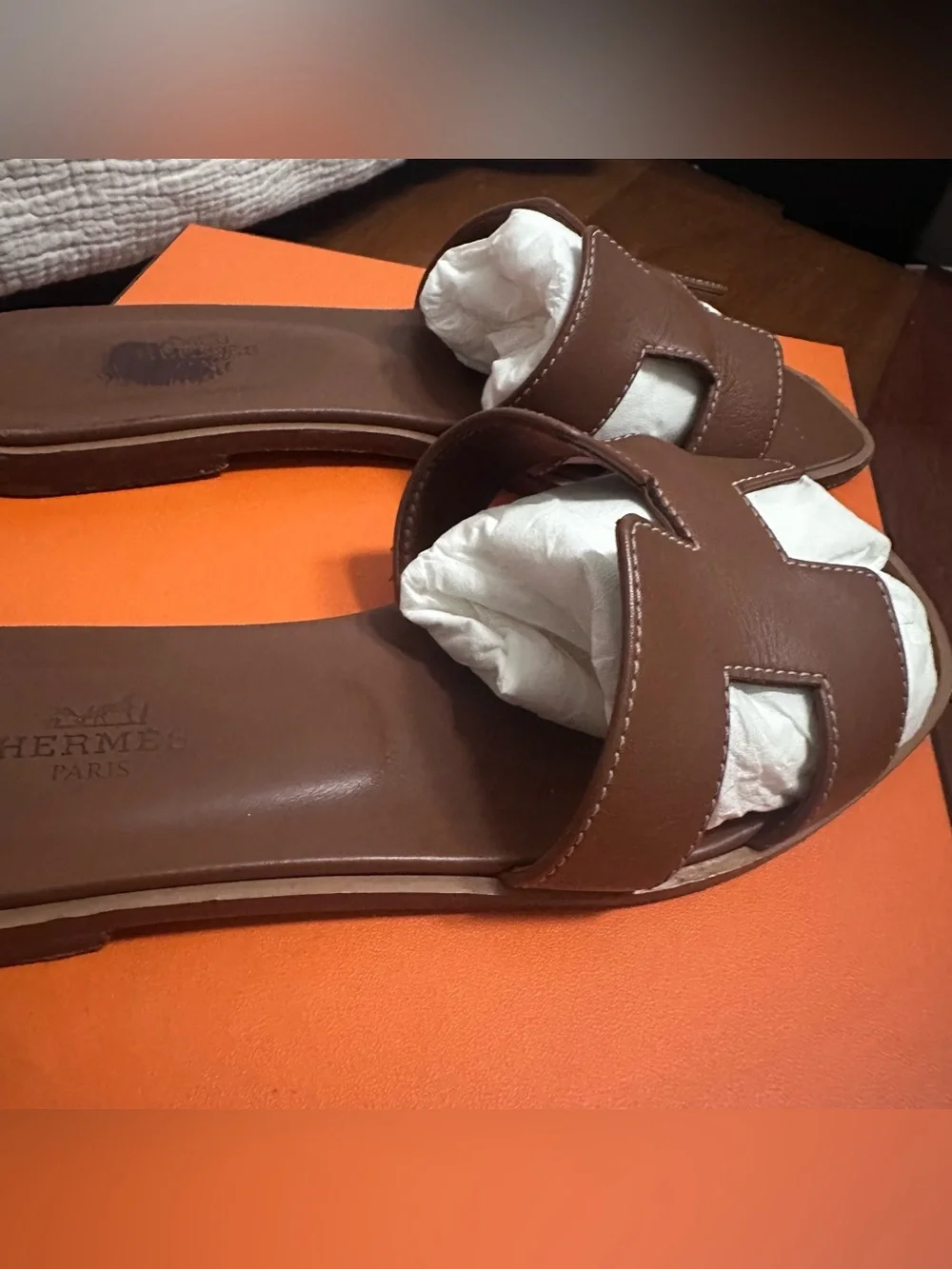 HERMES Oran Sandals Size 36.5 in Gold - Picture 3 of 13